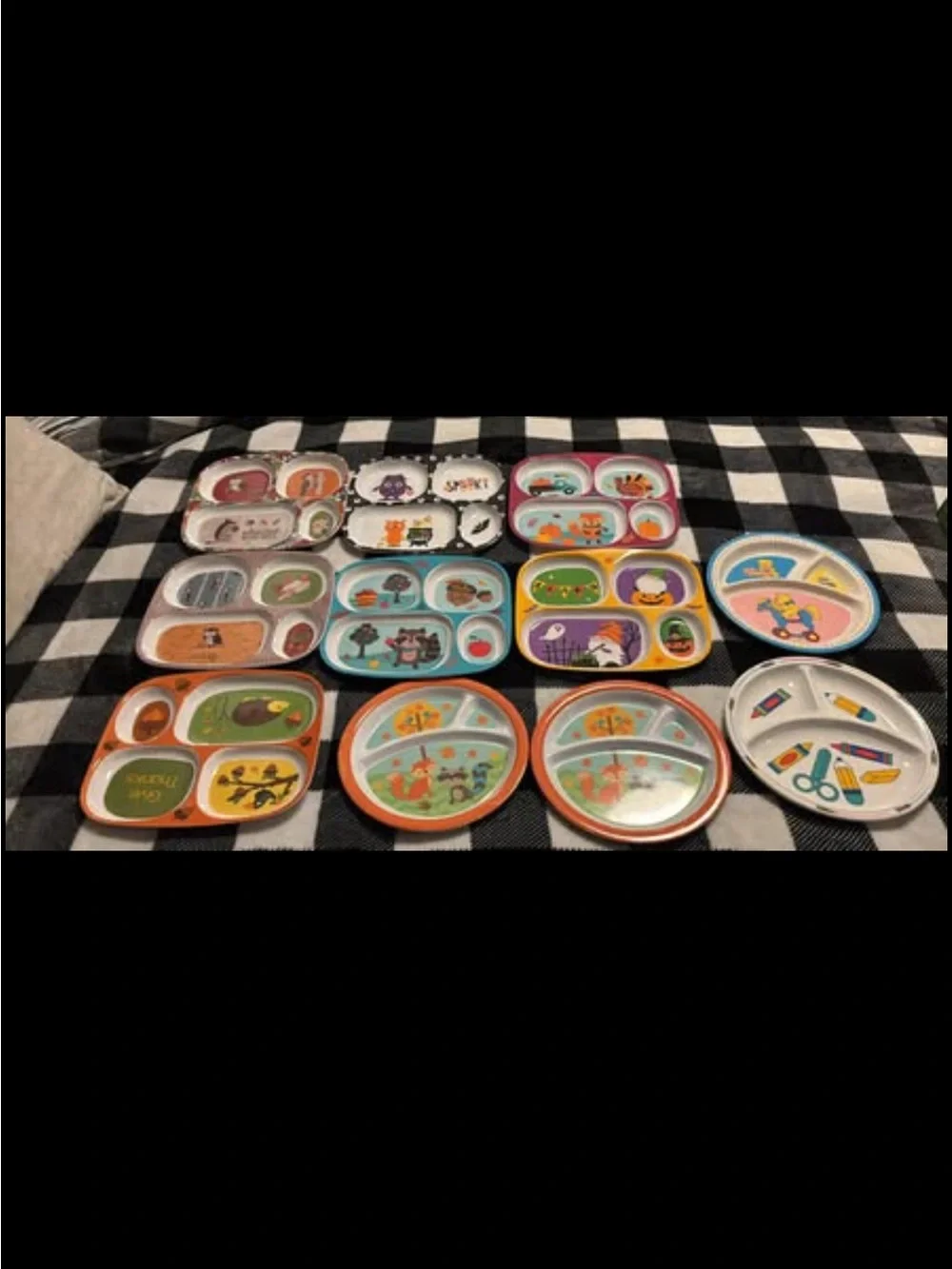 11 Kids Colorful Sectioned Plates - Assorted Themes